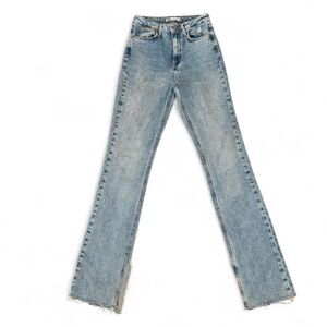 Zara High Rise Straight Leg Raw Hem Blue Jeans - Size 2